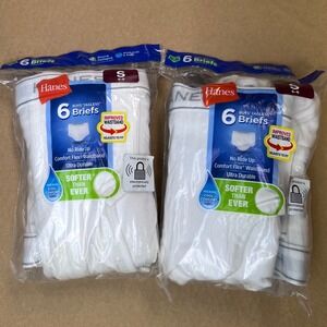 Hanes Boys Small Tagless Cotton Briefs (2)6 Pack White Size S 6-8 Underwear Kids
